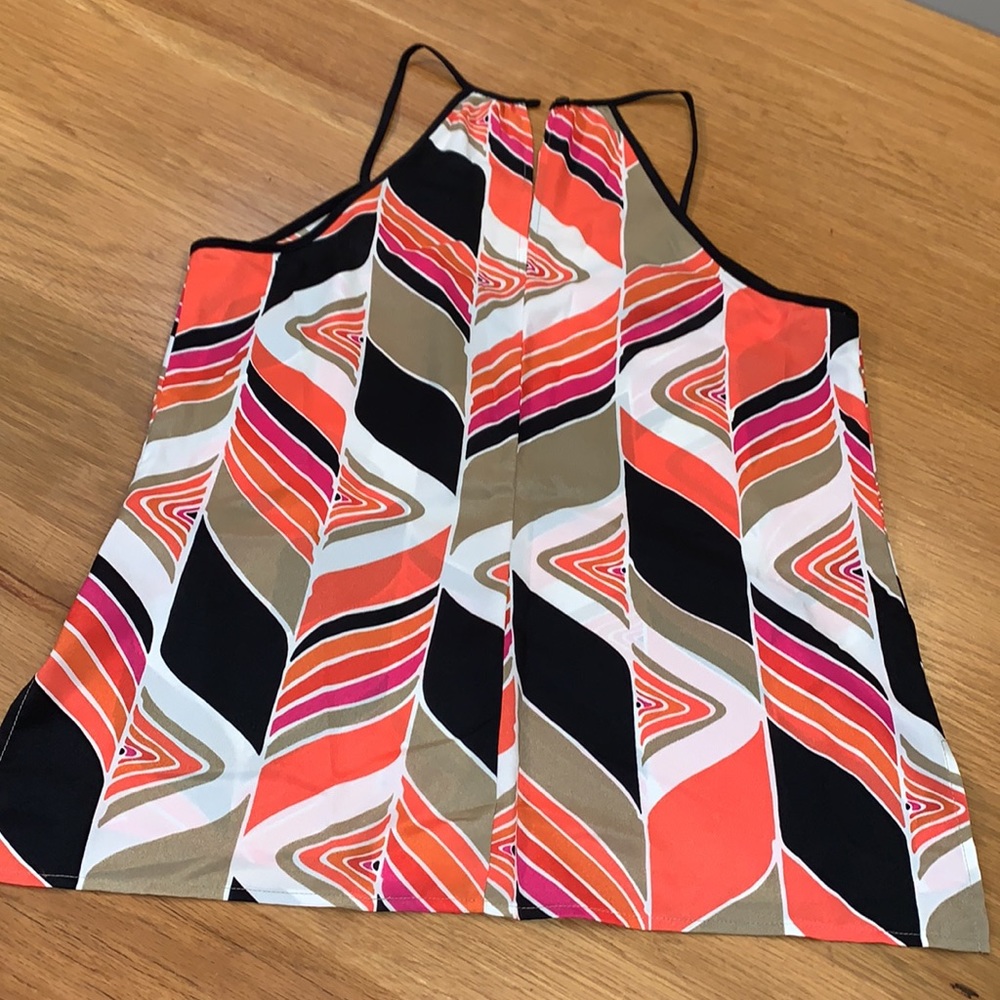 Trina Turk~M~Tank Top ModWave Silk Racerback Blouse Shirt ~Add Blazer - Picture 6 of 12